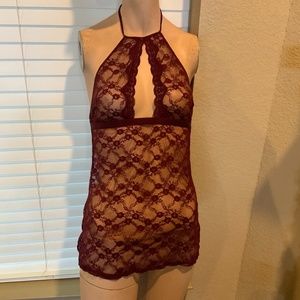Victoria’s Secret Burgundy Lace Negligee S/P